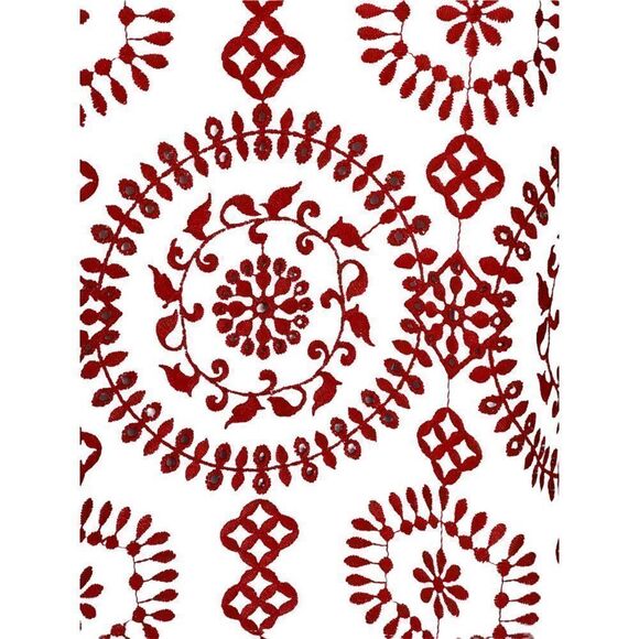 INC Cotton Top Small Red White Womens Embroidery Floral Bell Sleeve Off Shoulder - Picture 4 of 5